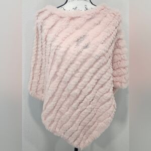 Christopher & Banks Women's Rabbit Fur Pink Poncho Shawl Sweater One Size EUC